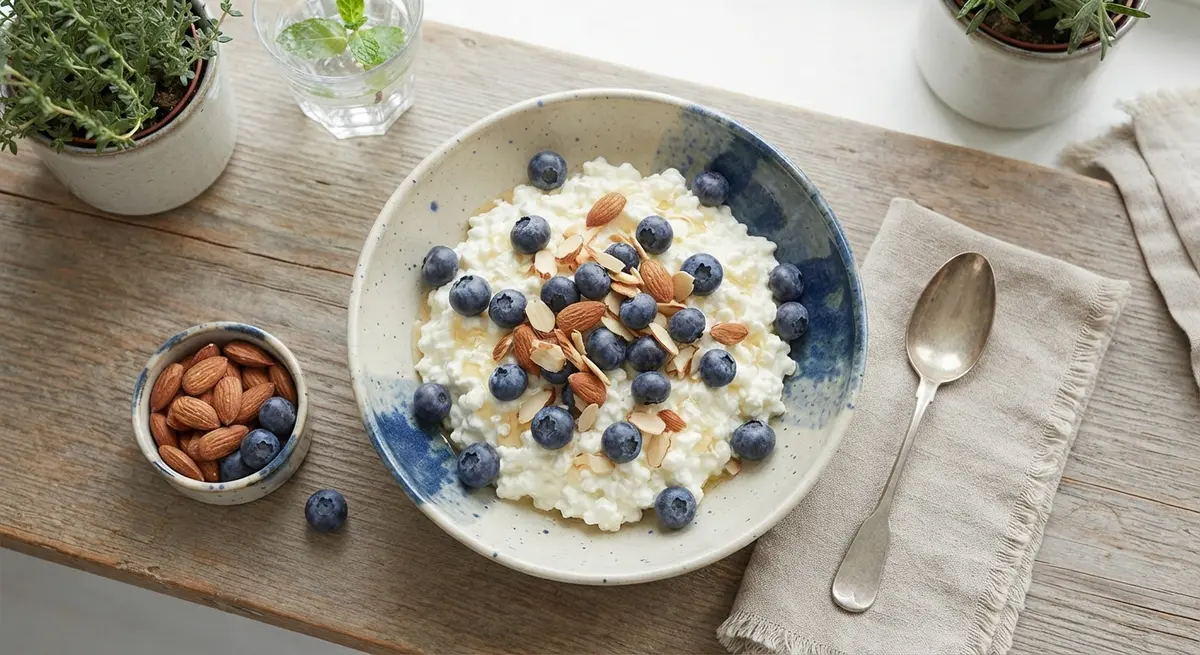 Light Cottage Cheese Blueberry Almond Bowl